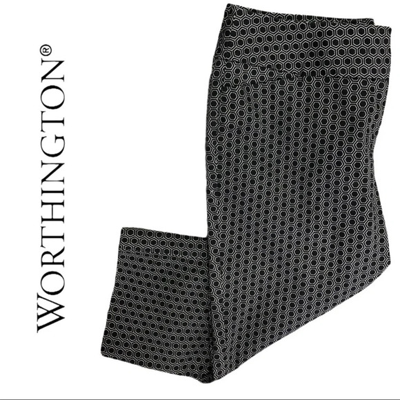 Worthington Geometric Print Capri Pants Black  White Size 6 - Picture 1 of 5